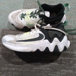 Nike White and Black Sneakers with Lime Accents
